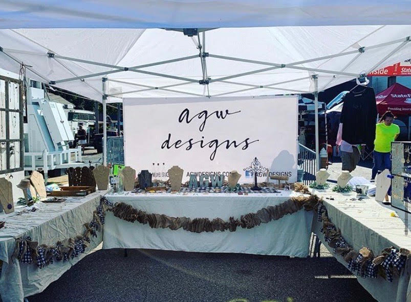 Inspirational work- college freshman Attison Womack set up this table and created countless pieces of jewlery for her business while dealing with many other struggles