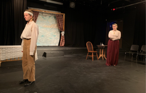 Sara Kate Burnett and Claire Klemis acting in The Seagull